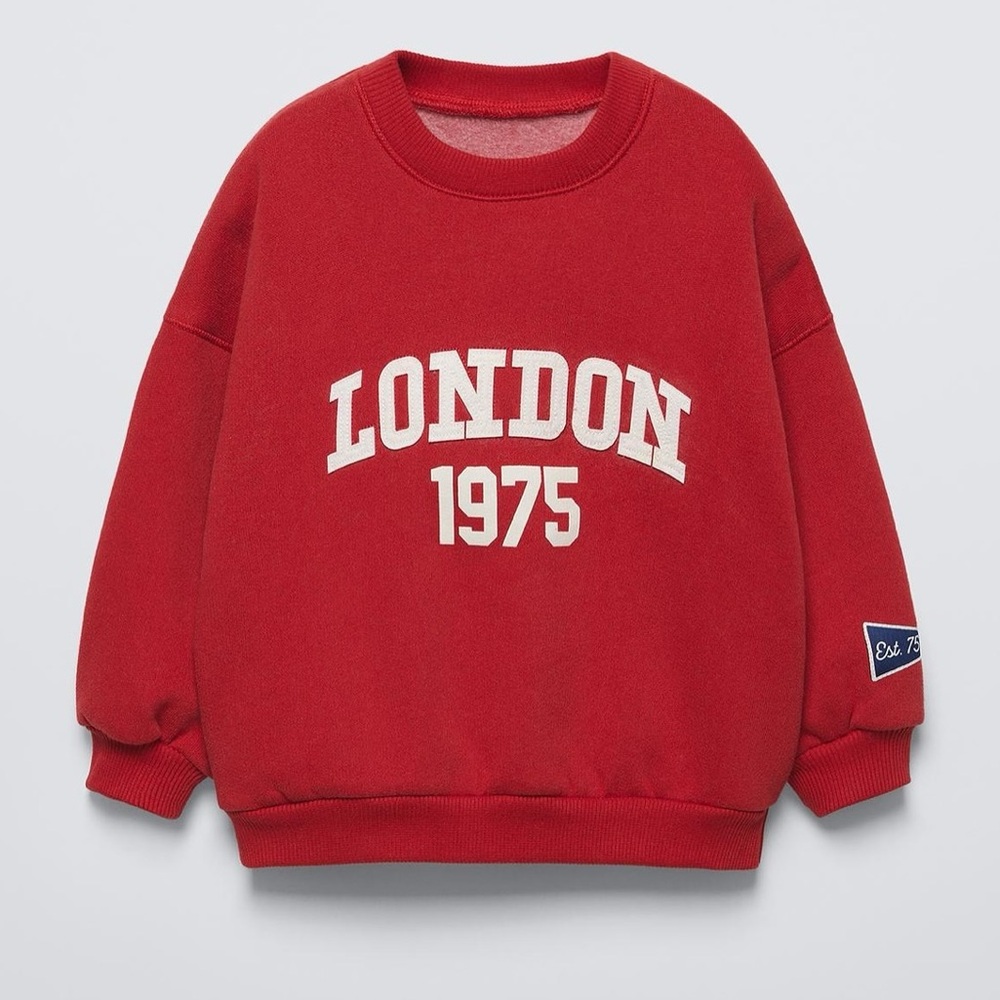 Zara Kids London crewneck pullover sweatshirt patches embroidered toddler boys